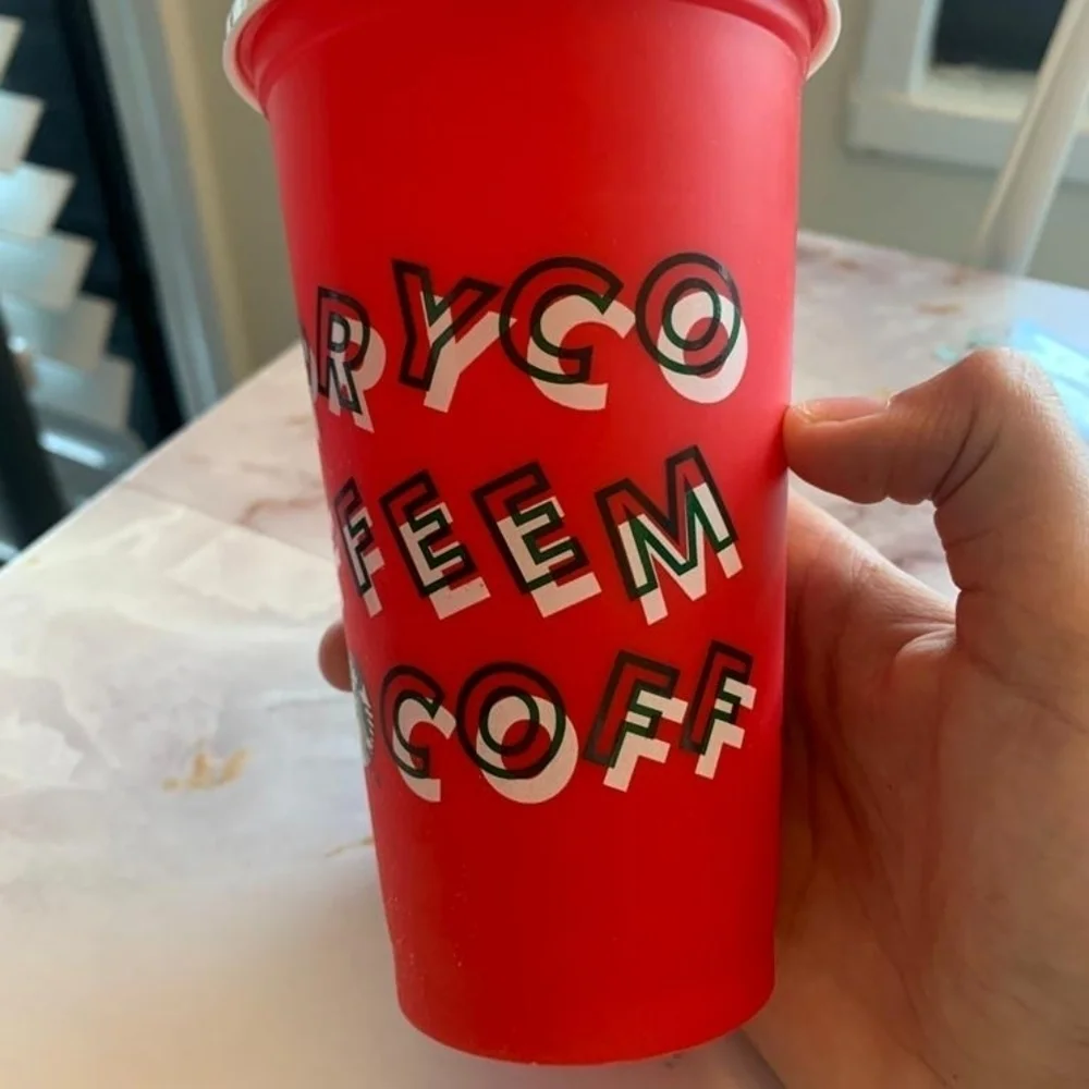 Vintage Chrismas Starbucks cold cup‎ Plastic Lightwight
